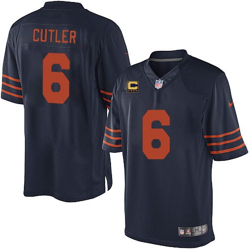 Men's Limited Jay Cutler C Patch Nike Jersey Navy Blue Alternate - #6 1940s Throwback NFL Chicago Bears